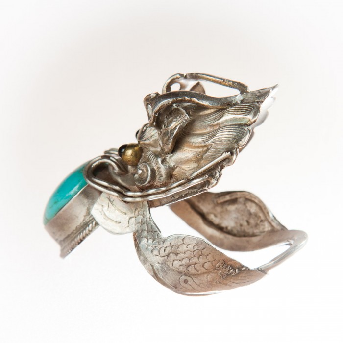 Home Â» Handmade Unique Dragon Silver and Turquoise Ring